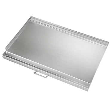 LotFun 32" x 15" Carbon Steel Cooking Griddle for Outdoor Gas Grill, Universal Griddle Flat Top Plate Insert with Grease Groove and Removable Handles for Electric/Charcoal/Gas Grill, Camping,Party