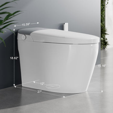 Smart Toilet, Bidet Toilet with Pump Assisted Flush, Foot Sensor Operation, Heated Bidet Seat, Warm Water, Dryer, Digital Display, Night Light, Tankless Toilet with Cleaning Foam Dispenser