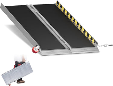 Portable Wheelchair Ramp with Wheels 4FT,800LBS Weight Capacity Threshold Ramps with Anti-Slip Surface for Wheelchair, Foldable Handicap Ramps for Home,Steps,Stairs,Doorways,