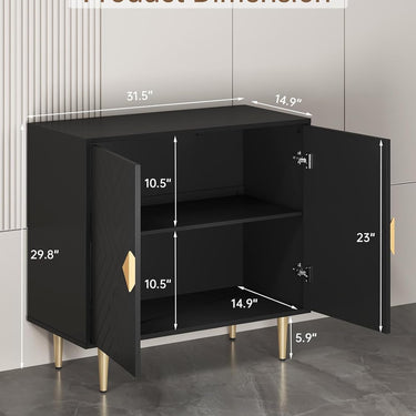 Sideboard Cabinet, 31.5'' Modern Buffet Cabinet with Storage, Credenza Buffet Table with 2 Doors and Adjustable Shelf, Sideboard Buffet Cabinet for Living Room, Kitchen and Entryway, Black