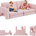 Modular Kids Play Couch 10PCS, Kids Couch 3s Instant Inflating, Nugget Couch Kids for Boys and Girls, Creative and Convertible Kids Couch for Playroom, Bedroom, Classroom, Pink