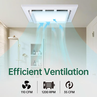 Bathroom Exhaust Fan with LED Light 110 CFM High-Power Ventilation for Moisture Control Energy Efficient Bathroom Ceiling Exhaust Fan 1.0 Sone, Bathroom Exhaust Fan Easy Installation