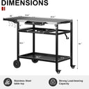 3-Shelf Grill Table for Outside with Removable Tray, Stainless Steel Grill Cart with Foldable Side Table, Movable Outdoor Prep Table, 33" L x 20" W