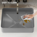 Rectangular Vessel Sink, 19.7"x14.6"Bathroom Vessel Sink Above Counter Matte Ceramic Countertop Deep Bathroom Sink (Gray)