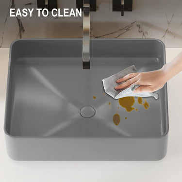 Rectangular Vessel Sink, 19.7"x14.6"Bathroom Vessel Sink Above Counter Matte Ceramic Countertop Deep Bathroom Sink (Gray)