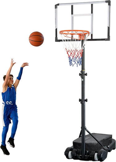 Basketball Hoop Outdoor 4.82-8.53ft Adjustable, Portable Basketball Hoops & Goals for Kids/Teenagers/Youth in Backyard/Driveway/Indoor, with PC Backboard and Extra Sandbag