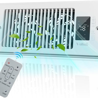 Register Booster Fan 10-Speed Control with Negative Ion, Quiet Thermostat with Remote Control, Air Vent Fan Booster for Room 4" x 10", Enhance Home Comfort Instantly, White