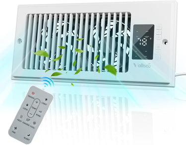 Register Booster Fan 10-Speed Control with Negative Ion, Quiet Thermostat with Remote Control, Air Vent Fan Booster for Room 4" x 10", Enhance Home Comfort Instantly, White