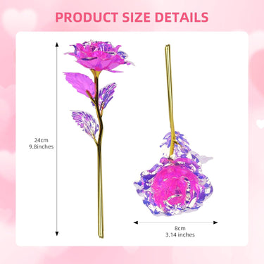24 Pcs Galaxy Rose Flowers, Forever Preserved 24k Rainbow Rose Artificial Flowers, Colorful Glass Rose Flower Gifts for Weeding Anniversary Women Girls Valentine's Day Birthday Christmas