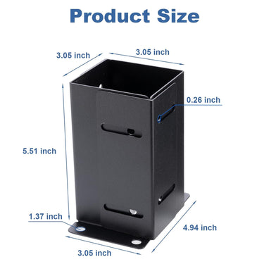 4x4 Post Base 4PCS – Heavy-Duty Post Anchors (Inner Size 3.5"x3.5"), Thick Steel, Black Powder-Coated Pergola Brackets, Fence Post Anchor, Deck & Mailbox Post Brackets