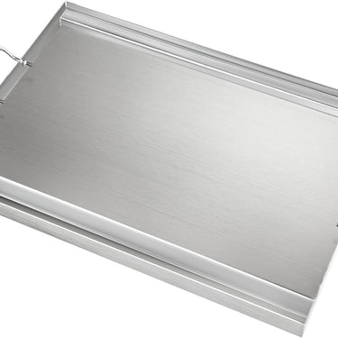 LotFun 23" x 16" Stainless Steel Cooking Griddle for Outdoor Gas Grill, Universal Griddle Flat Top Plate Insert with Grease Groove and Removable Handles for Electric/Charcoal/Gas Grill, Camping,Party