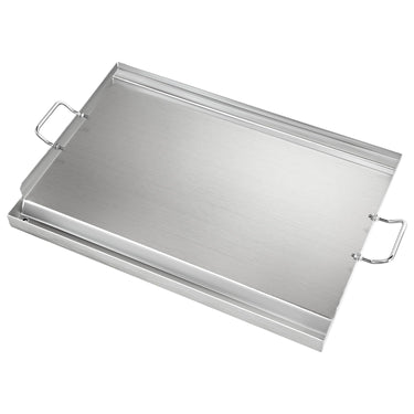 LotFun 32" x 15" Carbon Steel Cooking Griddle for Outdoor Gas Grill, Universal Griddle Flat Top Plate Insert with Grease Groove and Removable Handles for Electric/Charcoal/Gas Grill, Camping,Party