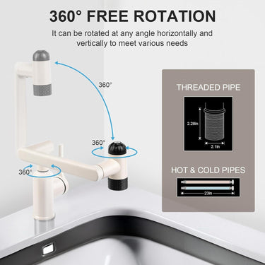 Bathroom Sink Faucet, Single Handle Bathroom Faucet with 4 Water Outlet Modes, Bathroom Faucet 1 Hole with 360° Rotatable, Faucets for Bathroom Sinks, Bar, RV, White