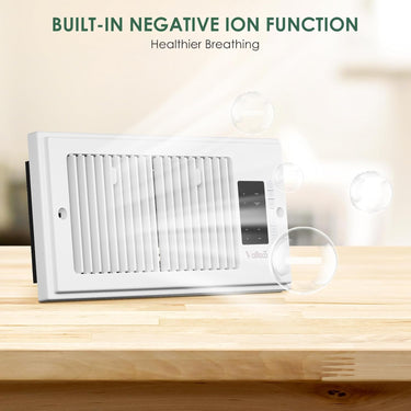 Register Booster Fan 10-Speed Control with Negative Ion, Quiet Thermostat with Remote Control, Air Vent Fan Booster for Room 4" x 10", Enhance Home Comfort Instantly, White