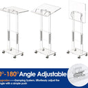 Acrylic Podium Stand,49"H Rolling Podium with Lockable Wheels,Height & Angle Adjustable Lecterns & Podiums, Portable Podium for Classroom,Teachers,Pulpits for Churches,Speech, Clear