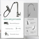 Waterfall Kitchen Faucet with Pull Down Sprayer, 3 Modes Function Sprayer Single Handle Sink Faucet，360° Rotatable Kitchen Sink Faucet Easy Installation Commercial Modern Faucets for Kitchen