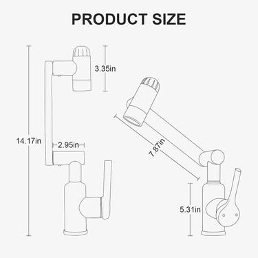 Rotatable Bathroom Faucet, Single Handle Bathroom Faucet with 4 Water Outlet Modes, Bathroom Faucet 1 Hole for Face Washing, Swivel Arm Faucet for Bathroom Kitchen Sink, Brushed Gray