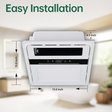 Bathroom Exhaust Fan with Light and Heater, 4 in 1 Bathroom Fan with Heater, 1700W Heating Power, 140 CFM Remote Control, Quiet & Powerful for Ventilation, Lighting, Heating, and Drying