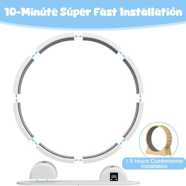 LotFun 41” Cat Exercise Wheel with Pedometer, Cat Running Wheel for Indoor Cats, 10 Minutes Fast and Easy Installation, Cat Treadmill for Cat's Fitness & Health, Suitable for Most Cats(White)
