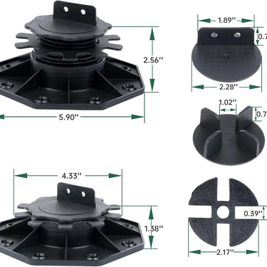 12 Pack Adjustable Plastic Pedestal Paver, Deck Foundation Support Base, Floor Slate Support Floor Lift, Adjustable Height from 1.38'' to 2.56'' (Unilateral Keel Slot),Special Dad's Gift