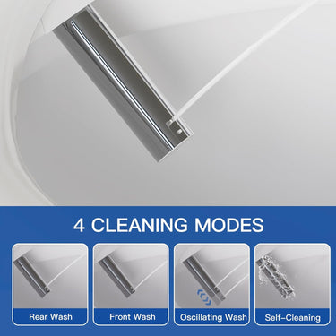 Smart Bidet Toilet Seat, Round Shape Heated Toilet Seat with Instant Warm Water, Adjustable Warm Air Dryer, 3 Cleaning Mode, LED Display, Night Light, and Dual Control Options. (Round)