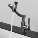 Rotatable Bathroom Faucet, Single Handle Bathroom Faucet with 4 Water Outlet Modes, Bathroom Faucet 1 Hole for Face Washing, Swivel Arm Faucet for Bathroom Kitchen Sink, Brushed Gray