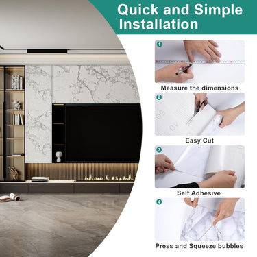 White Marble Peel and Stick Wallpaper,17.7"x196.8",Self-Adhesive and Removable Granite Contact Paper for Furniture Makeover, Deal for Updating Old Furniture in Kitchen,Bedroom,Bathroom