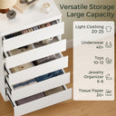 White Wood Dresser for Bedroom, 5 Drawer for Clothes Storage, Modern Dresser with Wide Drawers, Wide Wooden Chest Drawers for Living Room, Entryway, TV Stand