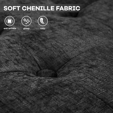 Large Square Storage Ottoman Bench,Versatile Lift-Top Coffee Table, Toy Box Footrest for Living Room in Chenille, Black