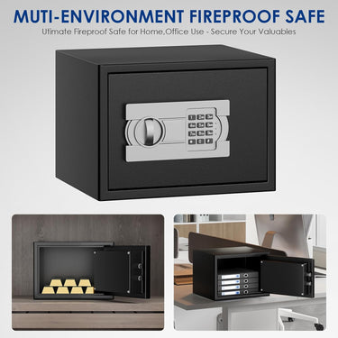Fireproof Safe with Fire Video,1.0 Cubic Feet Class A Fireproof Standard Digital Safe Box Fireproof for Home&Office,Alloy Steel Fire Proof Safe for Document Money Jewelry Valuables,Black