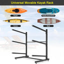 LotFun Freestanding Kayak Stand, Fits Kayaks, SUPs, Canoes, with Wheels and Foot Pad, Heavy Duty Adjustable Storage Rack