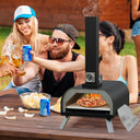 LotFun Outdoor Pizza Oven 11" – Portable Wood Fired Pizza Oven with Pizza Stone, Pizza Shovel and Pizza Cutter, Stainless Steel Pizza Oven for Backyard Patio
