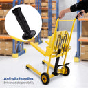 Hydraulic Material Lift with Upgraded Baffle Pallet Lift 550 lbs 37.4” Max Lift with Front Universal Wheels and 9" Polyurethane Wheels, 18.5" Fork Length, Lift Dolly, Hand Forklift, Steel Platform x 1