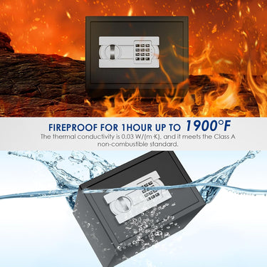 Fireproof Safe with Fire Video,1.0 Cubic Feet Class A Fireproof Standard Digital Safe Box Fireproof for Home&Office,Alloy Steel Fire Proof Safe for Document Money Jewelry Valuables,Black