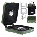 2 Burner Camping Stove with Carrying Bag,Windscreen&Table, Foldable Propane Camp Stove with 17,200 BTU for Camping, Outdoor Cooking, Portable Gas Stove with Adjustable Burner for BBQ,Green