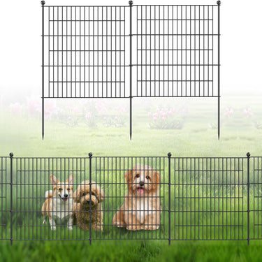 5 Panels Metal Garden Fence,24 in H x 10 ft L Garden Fencing Animal Barrier,Garden Decorative Fence Outdoor Rustproof for Yard Patio Flower Bed Lawn