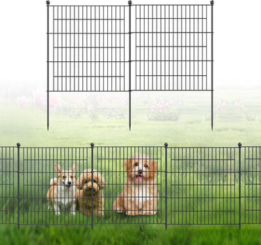 5 Panels Metal Garden Fence,24 in H x 10 ft L Garden Fencing Animal Barrier,Garden Decorative Fence Outdoor Rustproof for Yard Patio Flower Bed Lawn