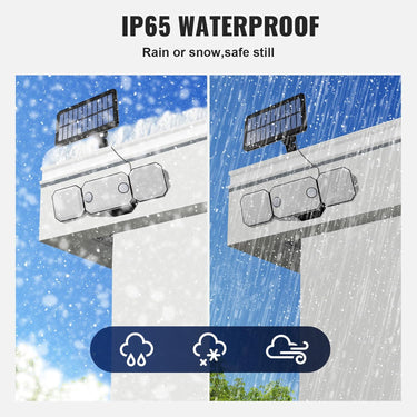 Solar Lights Outdoor - 230 LEDs Split Motion Sensor Flood Lights, 3 Heads IP65 Waterproof Solar Lights 3 Modes Wall Lights for Yard, Patio, Garden, Garage, 2Pack