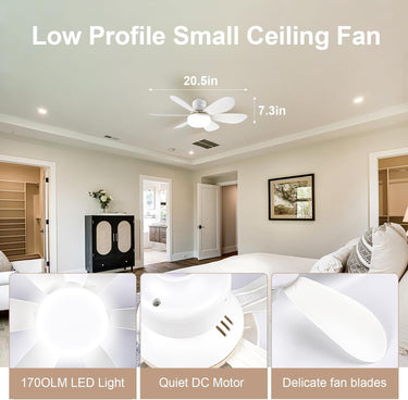Modern Ceiling Fan with LED Light - Quiet Motor, Ceiling Fan with Light and Remote Control, 3 Speed & Color Temperature Settings Energy Efficient,for Living Room, Bedroom, Easy Install