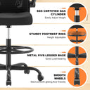 Synorla Ergonomic Drafting Chair, Tall Office Chair with Flip-up Armrests, Breathable Mesh High Desk Chair with Lumbar Support Adjustable Footrest Ring for Standing Desk, Home Office Studio