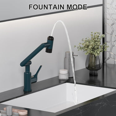 1080° Rotatable Bathroom Faucet, 1 Hole Single Handle Bathroom Faucet with 4 Water Outlet Modes, Brushed Swivel Arm Faucet for Bathroom Kitchen and RV