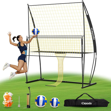 Volleyball Training Equipment, Outdoor Volleyball Practice Net Station Volleyball Spike Trainer for Different Training Levels, Freely Adjustable Height Volleyball Net for Both Indoor & Outdoor Use