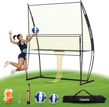 Volleyball Training Equipment, Outdoor Volleyball Practice Net Station Volleyball Spike Trainer for Different Training Levels, Freely Adjustable Height Volleyball Net for Both Indoor & Outdoor Use