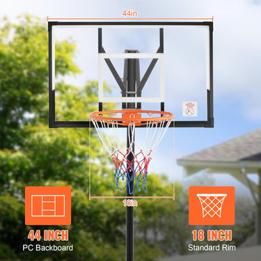 LotFun Basketball Hoop Outdoor, 5.2-10FT Height Adjustable Portable Basketball Hoops with 44 Inch Shatterproof Backboard, Basketball Goal System for Kids Youth and Adults in Backyard/Driveway/Indoor