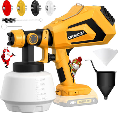 Cordless Paint Sprayer for Dewalt 20V MAX Battery Electric Spray Paint Gun with High Capacity Container Easy to Clean for House Painting Furniture Home Interior Gold(Not Include Battery)