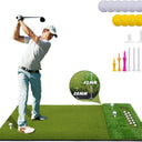 LotFun 5x4ft Dual-Turf Golf Mat with Embedded Ball Tray, Thicken Golf Hitting Mat, Golf Practice Mat with 9 Golf Balls 9 Golf Tee for Hitting, Driving, Chipping, Swing in Backyard, Garage or Basement
