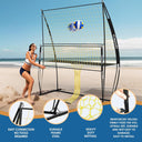 Volleyball Training Equipment, Outdoor Volleyball Practice Net Station Volleyball Spike Trainer for Different Training Levels, Freely Adjustable Height Volleyball Net for Both Indoor & Outdoor Use