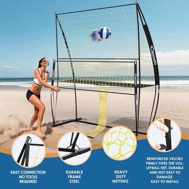 Volleyball Training Equipment, Outdoor Volleyball Practice Net Station Volleyball Spike Trainer for Different Training Levels, Freely Adjustable Height Volleyball Net for Both Indoor & Outdoor Use