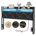 Headboard Queen Size with 2-Tier Open Space and Pull-Out Hidden Storage, Upholstered Headboard with Charging Station, Height Adjustable Sturdy Queen Bed Head Only, Easy Assembly, Ivory