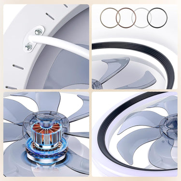 20 Inch Ceiling Fan with Light Modern Low Profile Ceiling Fans with Lights and Remote Flush Mount 3000K-6500K Smart LED Fan Light Ceiling Fan with Lights for Bedroom, Living Room, Office
